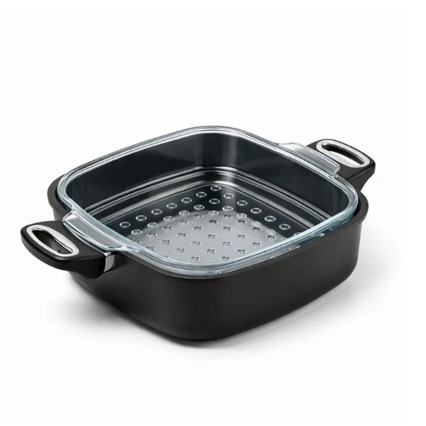 SKK Excelent Titan-Diamant: Čtvercový hrnec 28×28/8 cm s parní vložkou (bez poklice)